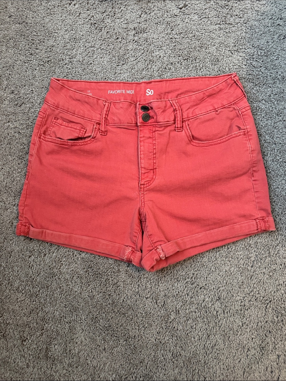 SO Coral Mid-Rise Denim Shorts